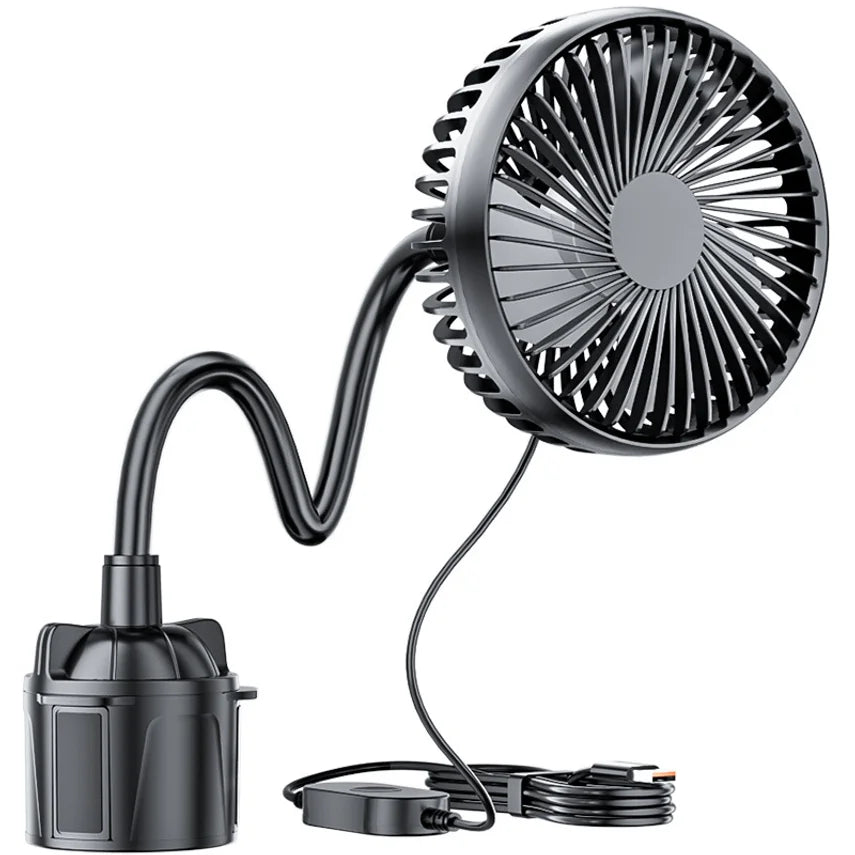 Car Fan 24v For Large Trucks, 12v Cooling Usb Fan For Car Cup Holder, Single-head Fan With Strong Airflow