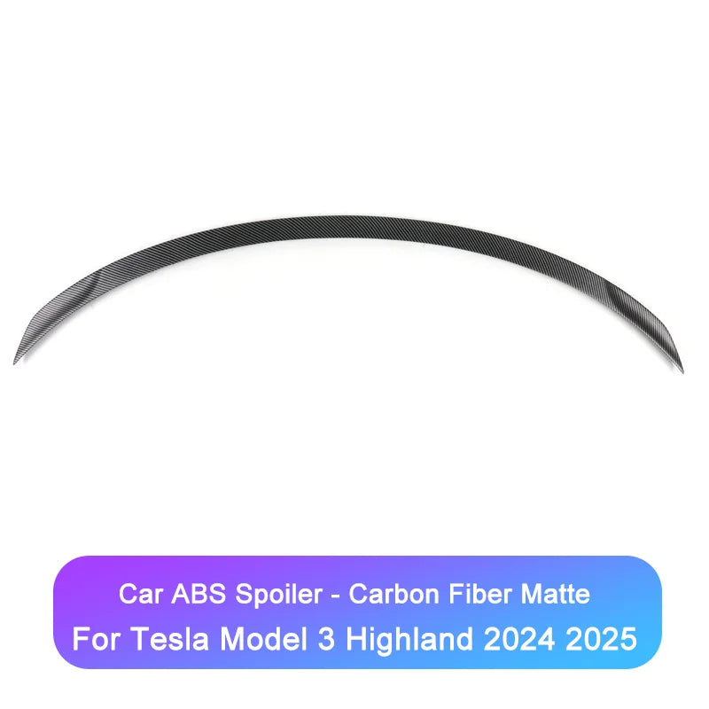 For Tesla Model 3 2025 Highland Performance Spoiler ABS Matte Carbon Rear Trunk Tail Wing Original 2024 Car Exterior Accessories