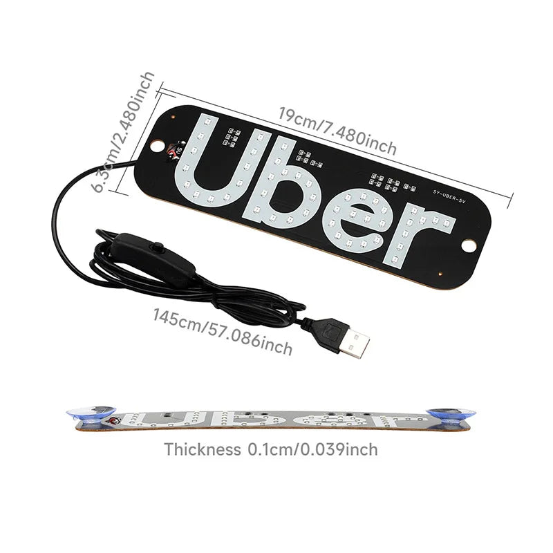 Led Light Sign For Car, Taxi Sign Light Windshield, Led Decal With Suction Cups, Usb Plug For Vehicle,driver Accessories