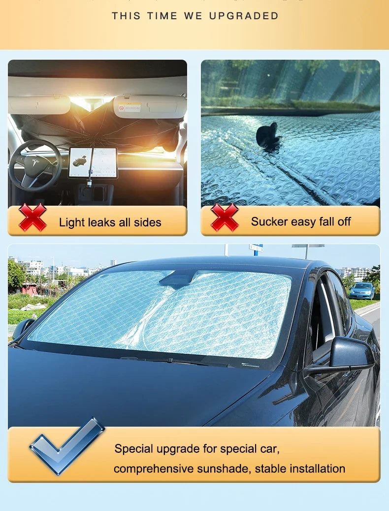 For Tesla Model 3 Y S X YL Juniper 2025-2020 2026 Thicken Front Windshield Sunshade Sun Shade Anti-UV Sun Shading Screen Cover