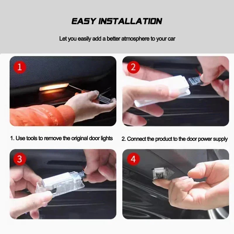 2/4pcs Car LED welcome lamp is suitable for BMW 1 series E81 E82 E87 E88 F20 F21 04-18 /2 4 5 6 7 series decorative lighting.