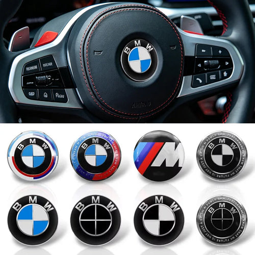 4.5cm Car Steering Wheel Center Emblem Sticker Badge For BMW 50th M E46 E90 E87 F30 F20 F10 G20 G30 X1 X3 X5 Interior Logo Decal