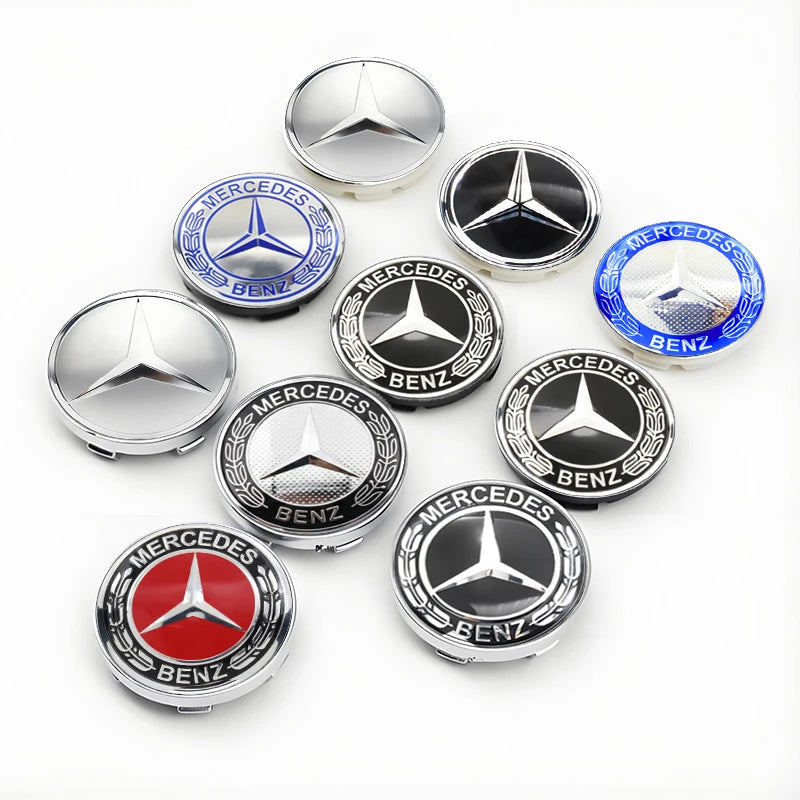 4Pcs 60mm 75mm Car Wheel Center Hub For Mercedes Benz AMG class W205 W203 GLC GLK W206 W220 W211 A180 Cap Rim Cover Accessories