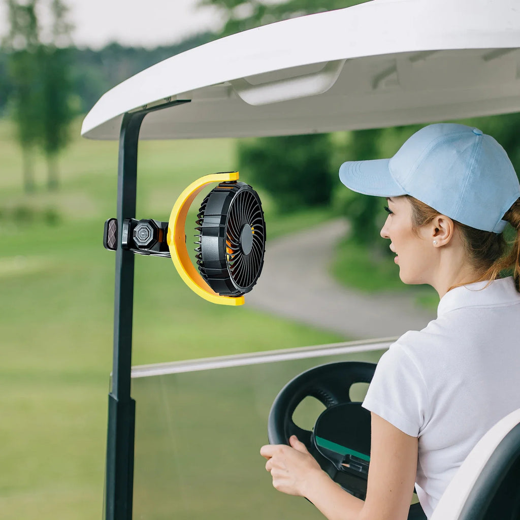 Car Fan 5V USB Clip on Sun Visor Fan for Front/Rear Seat 2000mAh Rechargeable Battery Powered Quiet Personal Cooling Fans