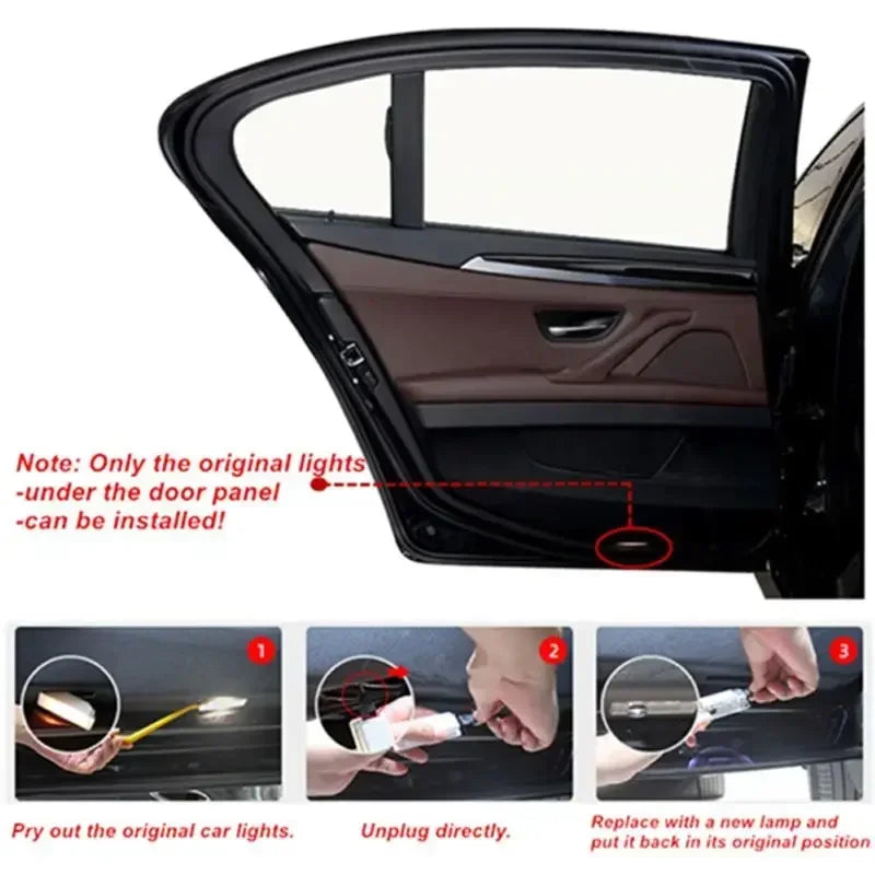2PCS Upgraded LED Laser Car Door Welcome Anti Fade HD Projector Courtesy Shadow Light Easy Install Replacement Parts For BMW