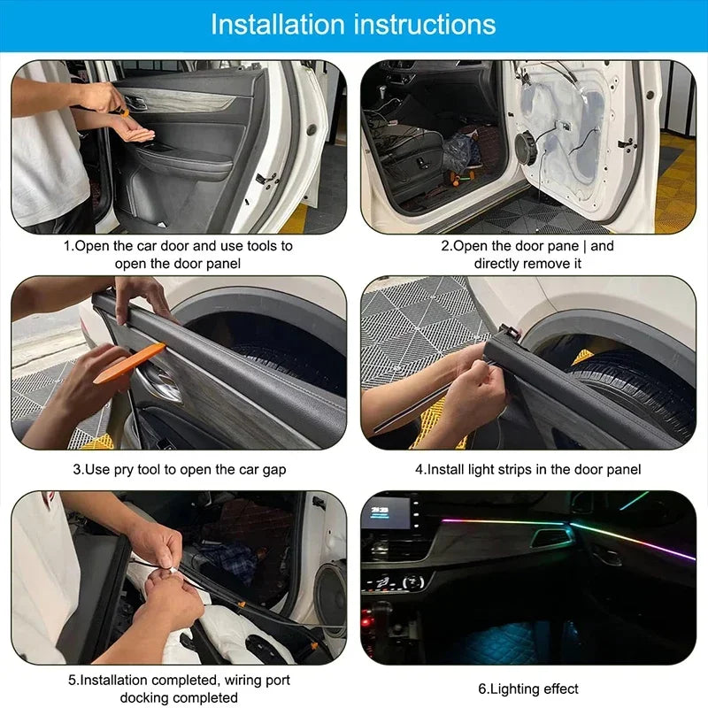 Premium Car Interior Ambient Light Kit – 64 Color App Control