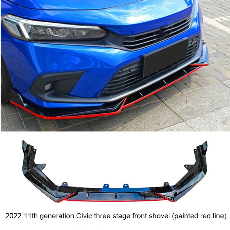 Car Modification Accessories 3pcs Front Shovel Diffuser Splitter Body Kit Spoiler Fit For 22 11th Generation Civic