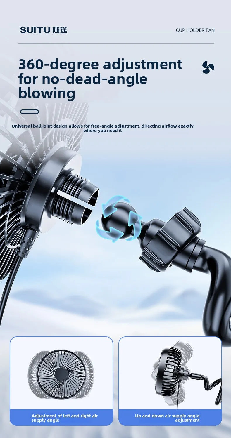 Car Fan 24v For Large Trucks, 12v Cooling Usb Fan For Car Cup Holder, Single-head Fan With Strong Airflow