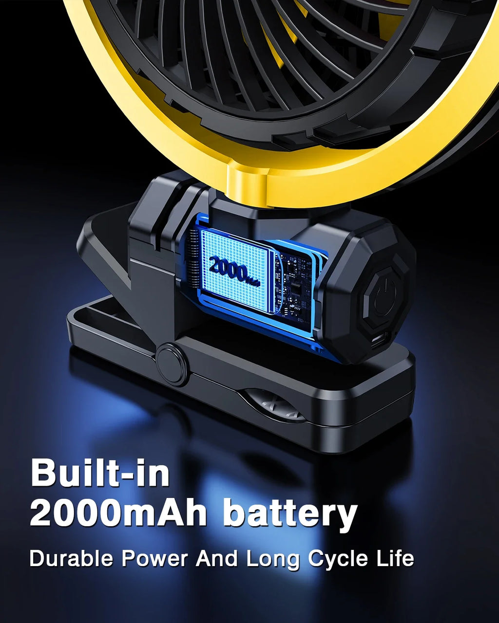 Car Fan 5V USB Clip on Sun Visor Fan for Front/Rear Seat 2000mAh Rechargeable Battery Powered Quiet Personal Cooling Fans