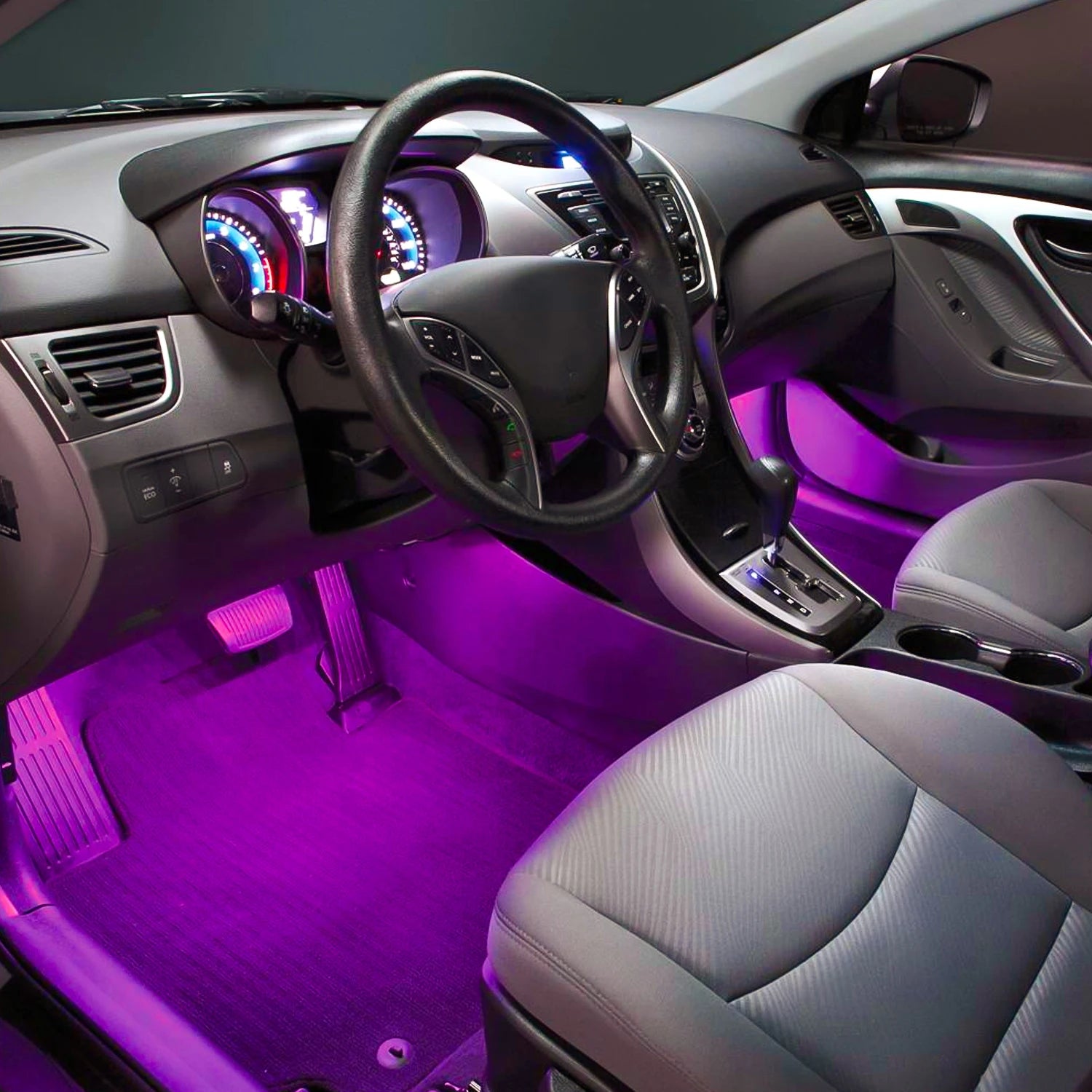 4PCS USB Interior Lights Multicolor Music Car Strip Light Under Dash Lighting Kit with Sound Active & Wireless Remote Control