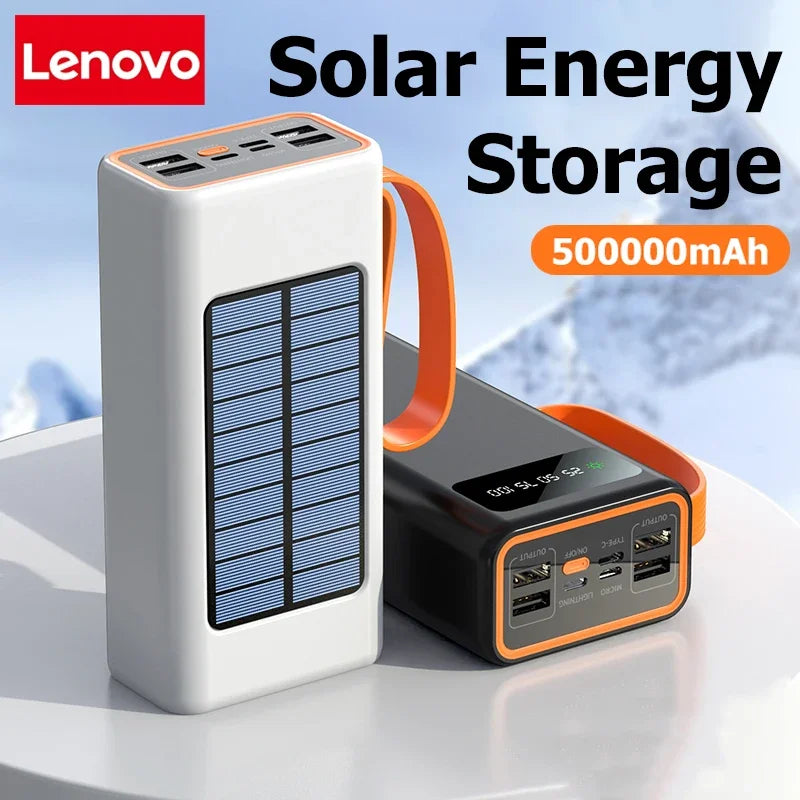 Lenovo Solar Power Bank 200000mAh – Built-in Cables