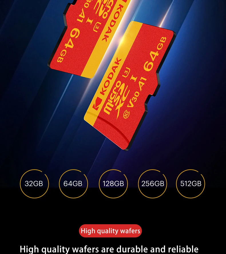 KODAK Micro SD Card U3 V30 128GB 256GB 64GB 4K High Speed TF Card for Phone Camera Drone Original TYPE-C Reader