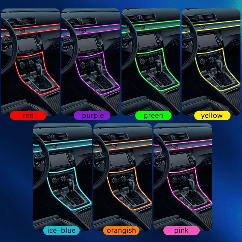 Car Interior EL Neon Wire Strip Light – 3M DIY Ambient