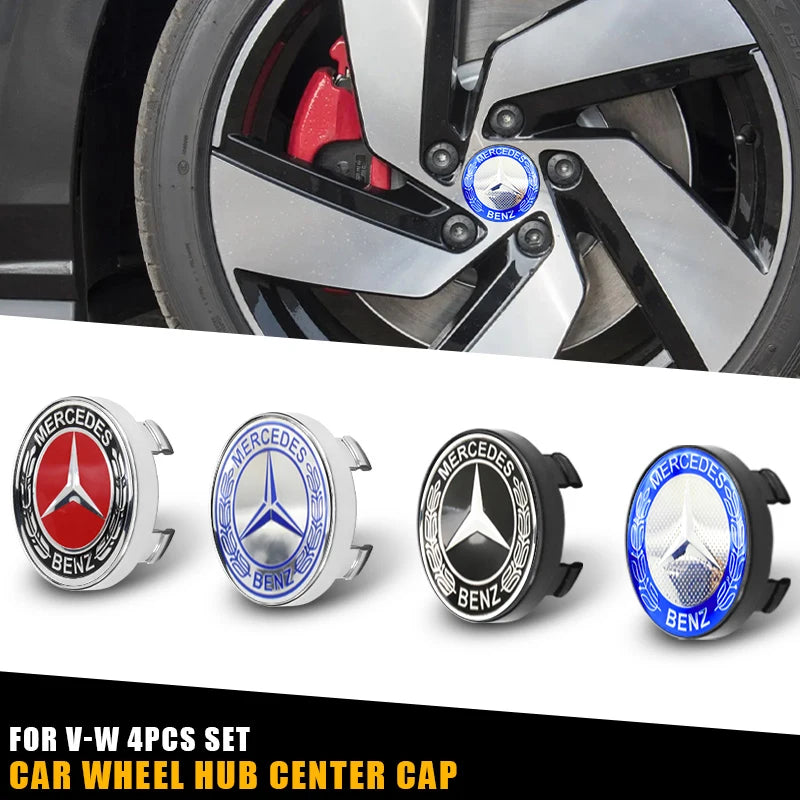 4Pcs 60mm 75mm Car Wheel Center Hub For Mercedes Benz AMG class W205 W203 GLC GLK W206 W220 W211 A180 Cap Rim Cover Accessories