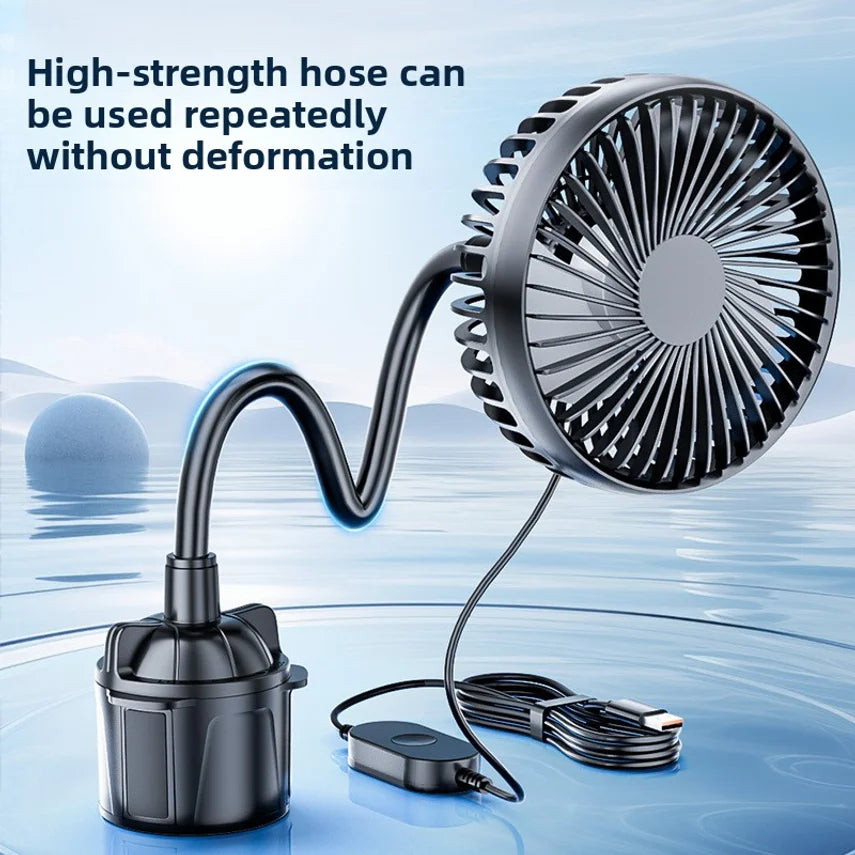 Car Fan 24v For Large Trucks, 12v Cooling Usb Fan For Car Cup Holder, Single-head Fan With Strong Airflow
