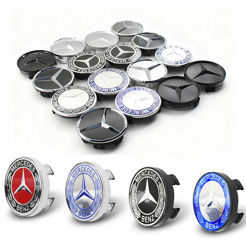 4Pcs 60mm 75mm Car Wheel Center Hub For Mercedes Benz AMG class W205 W203 GLC GLK W206 W220 W211 A180 Cap Rim Cover Accessories