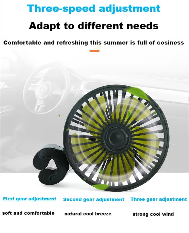 EAFC Mini Car Fan 360 Degree Rotating Cooling Wind Low Noise Summer Car Air Conditioning Cold Fan Ventilation Car Home 5V USB