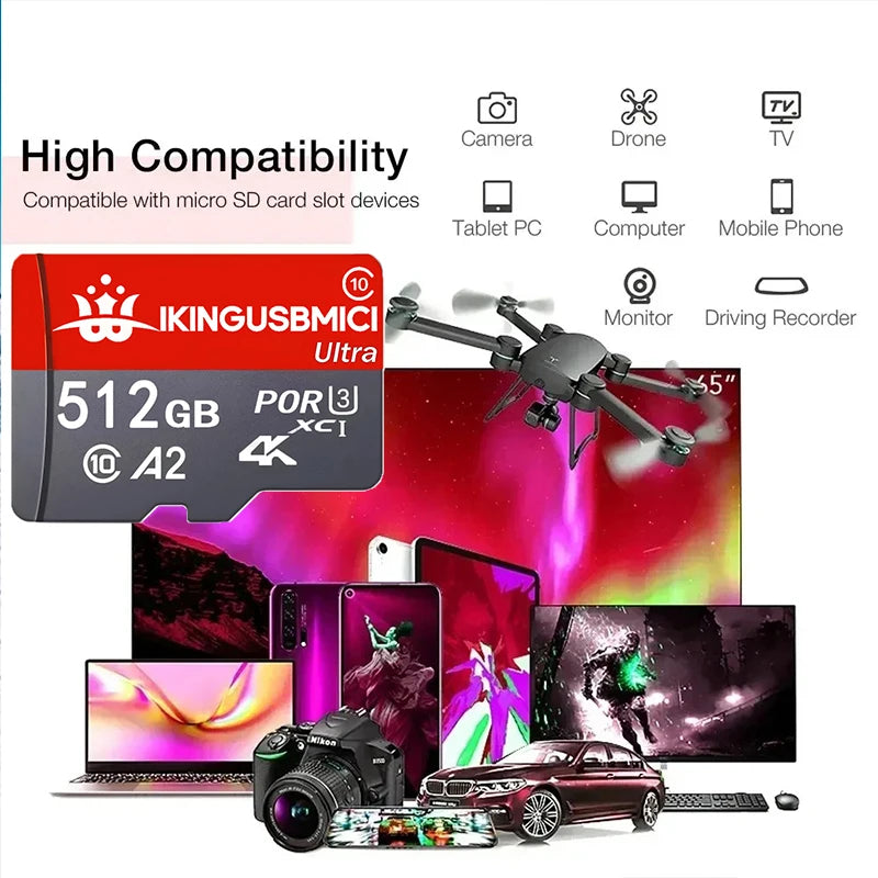 Memory Card TF Cards SD Cards Micro TF Card 128GB 256GB 512GB V30 Original Ultra HD High Speed High Speed High Speed for Gaming