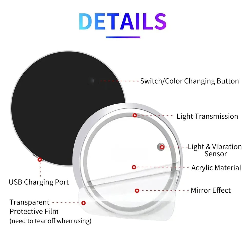 7 Color Changing LED Light Car Cup Holder Lights Decorative Ambient Lighting Glowing Coaster Pads USB Charging Anti Slip Coaster