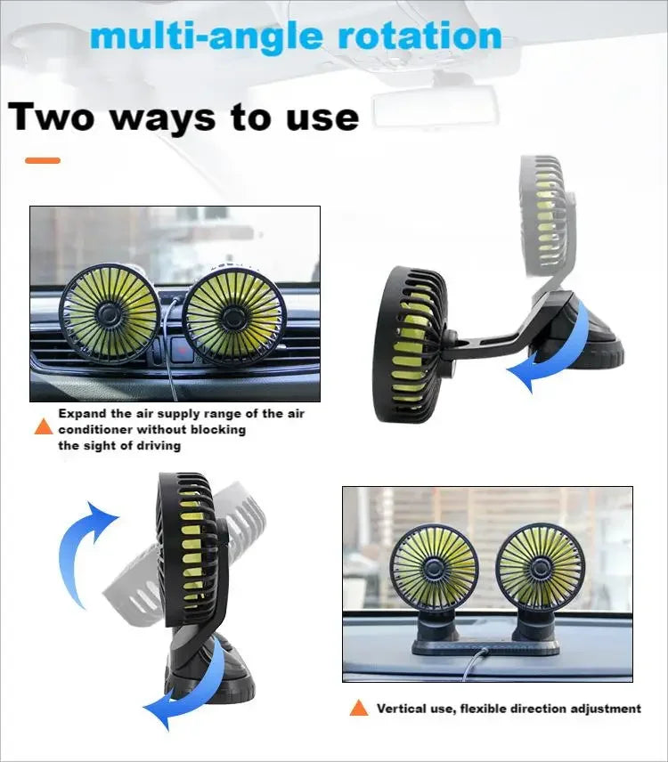 EAFC Mini Car Fan 360 Degree Rotating Cooling Wind Low Noise Summer Car Air Conditioning Cold Fan Ventilation Car Home 5V USB