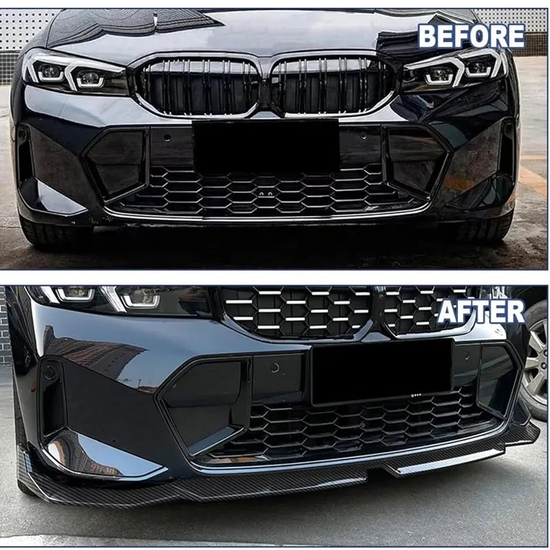 Carbon Fiber Look Front Bumper Spoiler Lips Splitter GT Style For BMW G20 LCI 330i M340i xDrive 2023~2024 Front Bumper Lip Kits