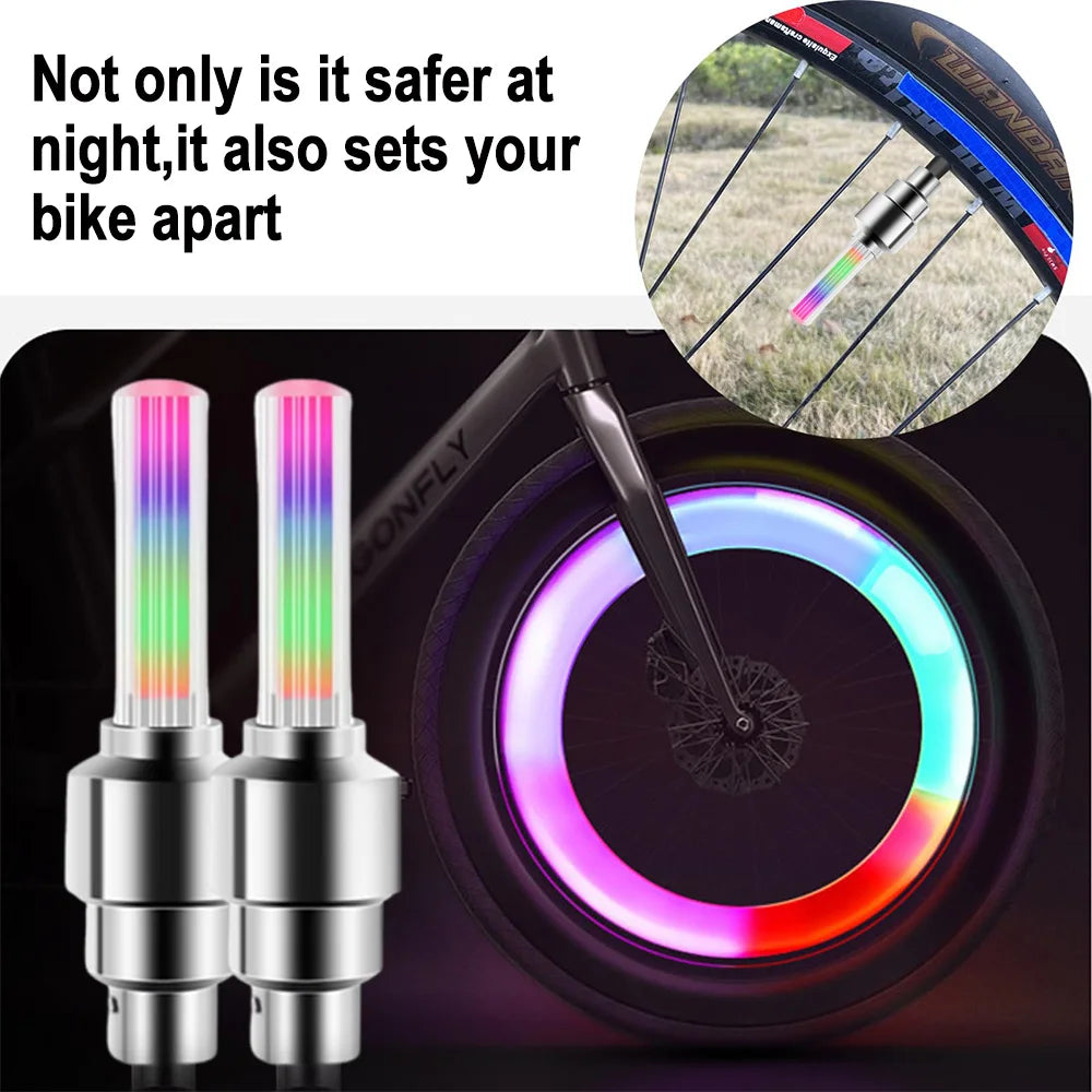 LED Bicycle Valve Light, Neon Bicycle Spoke Light, Bicycle Tire Valve Light, Night Riding Warning Light Bicycle Accessories