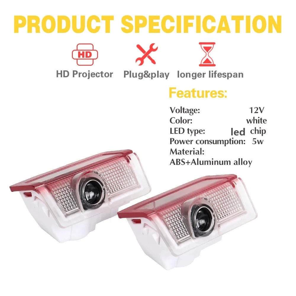 2X For Mercedes Benz W176 W177 W246 W205 W212 W213 W166 X253 LED Car Door Projector Welcome Ghost Shadow Light Bulbs Accessories