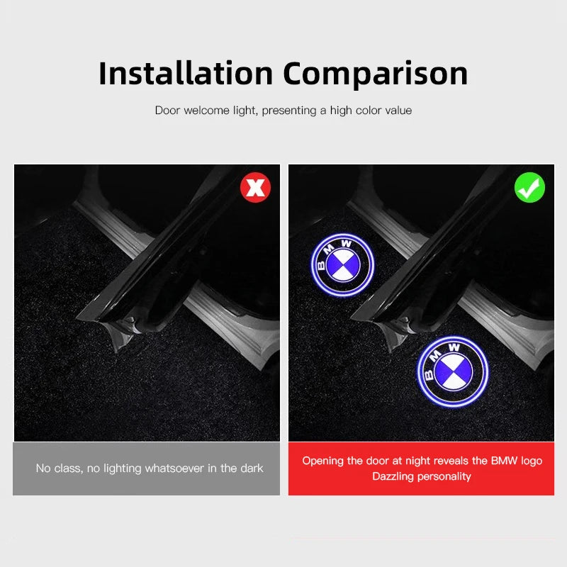 2Pcs Car Emblem Welcome Lights Auto Door Projector Lamps Accessories Ornaments For BMW M M3 M4 M5 G42 G30 G20 E39 E36 E87 E53