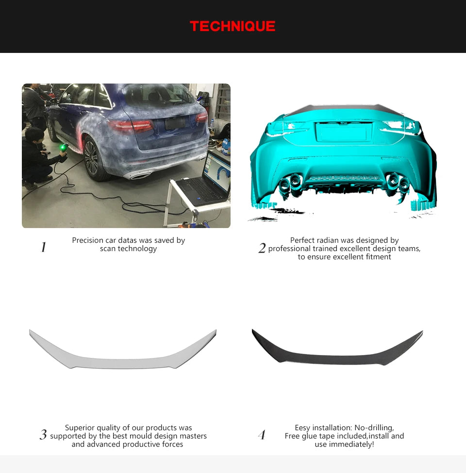 For Lexus RCF RC F 2015-2018 Auto Car Rear Trunk Lid Spoiler Wing Car Exterior Trim Car Rear Trunk Racing Spoiler Carbon Fiber