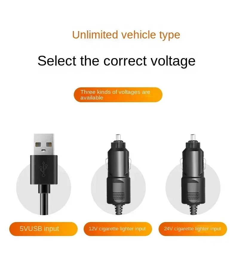Car Fan USB/12V/24V Double-head Adjustable 360° Car Electric Fan Silent 2-speed Multi-functional Temporary Parking Card Car Fan