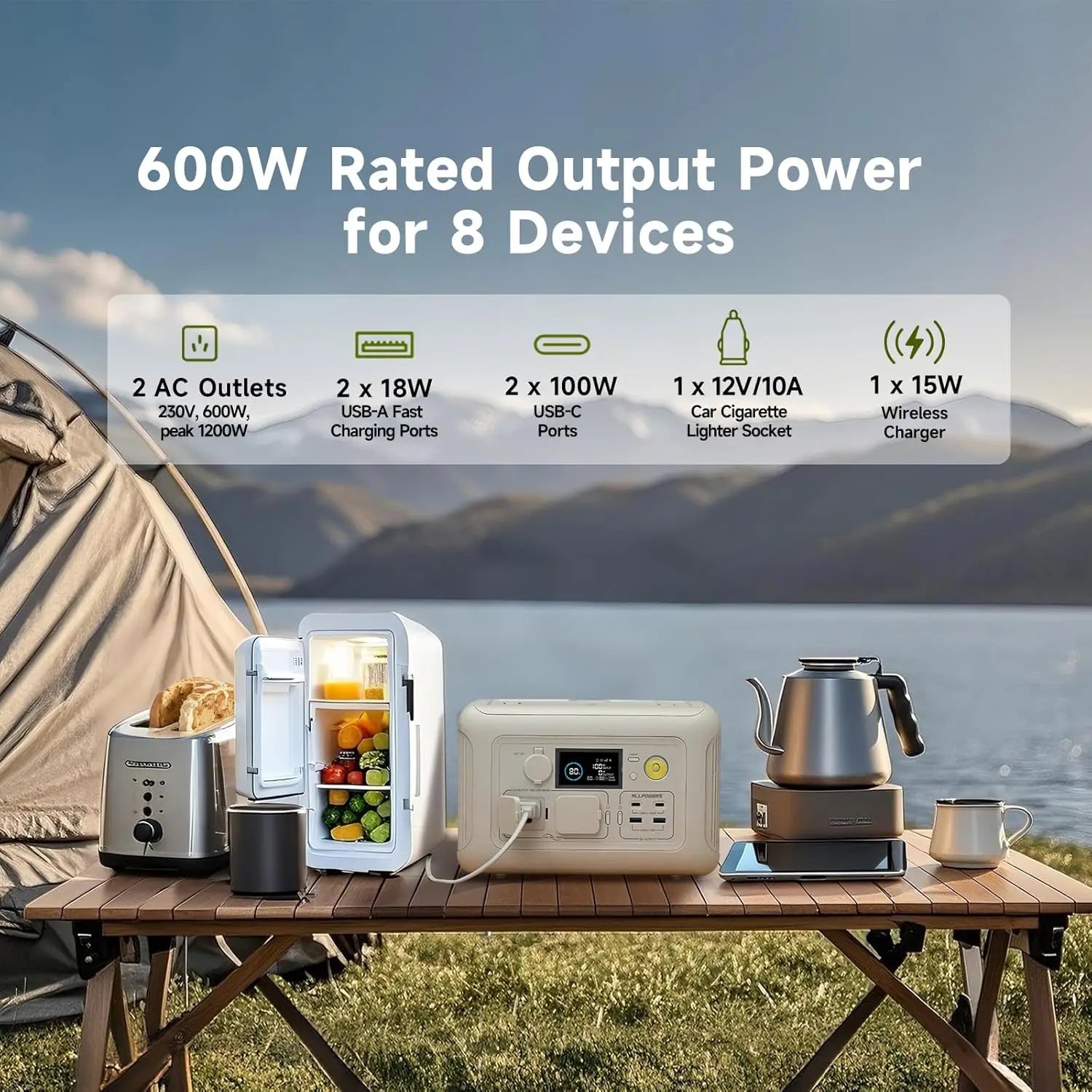 ALLPOWERS R600 600W Solar Generator – 299Wh LiFePO4