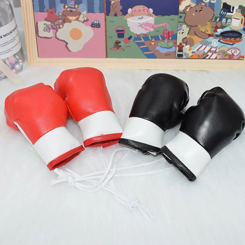 1 Pair Car Boxing Gloves Hanging Ornament Leather Auto Rearview Mirror Pendant DIY Car Accessories Interior Cool Decoration