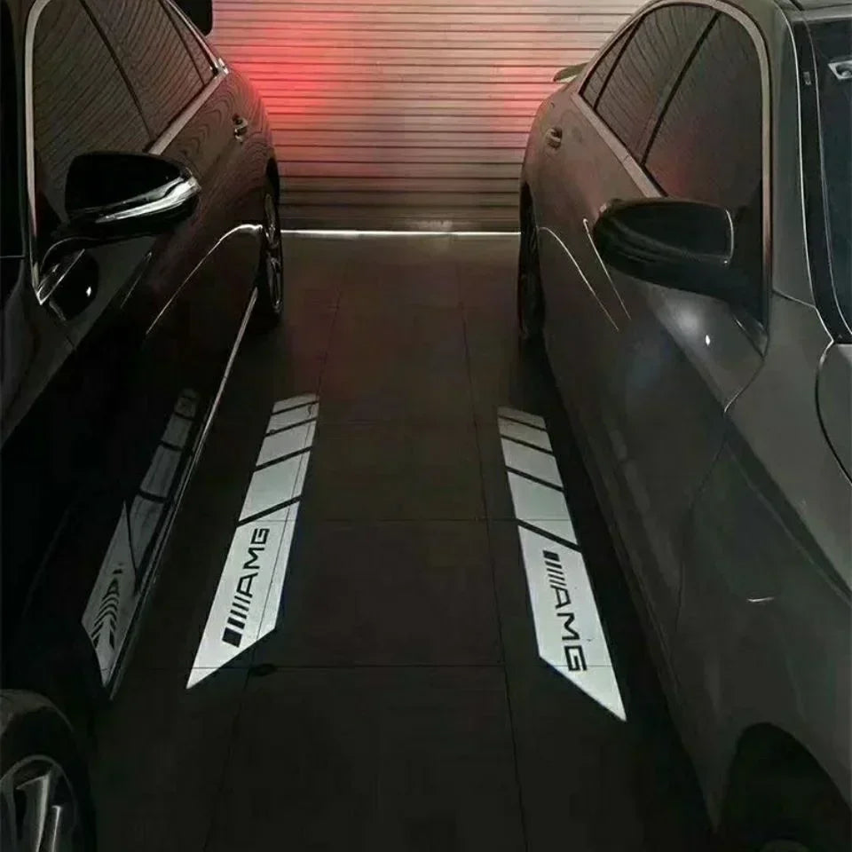 Auto Carpet Lamp AMG Logo Light Angel Wing For Mercedes-Benz C Class W205 E Class W213 GT Welcome Door Rearview Mirror Car Decor