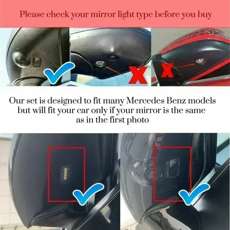 Auto Carpet Lamp AMG Logo Light Angel Wing For Mercedes-Benz C Class W205 E Class W213 GT Welcome Door Rearview Mirror Car Decor