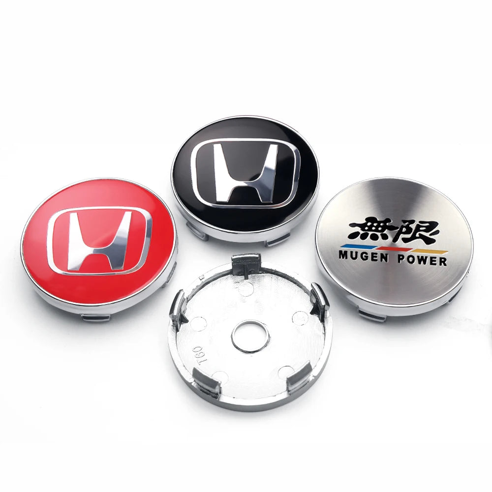 4pcs Car Wheel Center Hub Cap Stickers Badge Decal Accessories For Honda Mugen Insight CR-V Fit City HR-V Jazz Accord 8th Civic