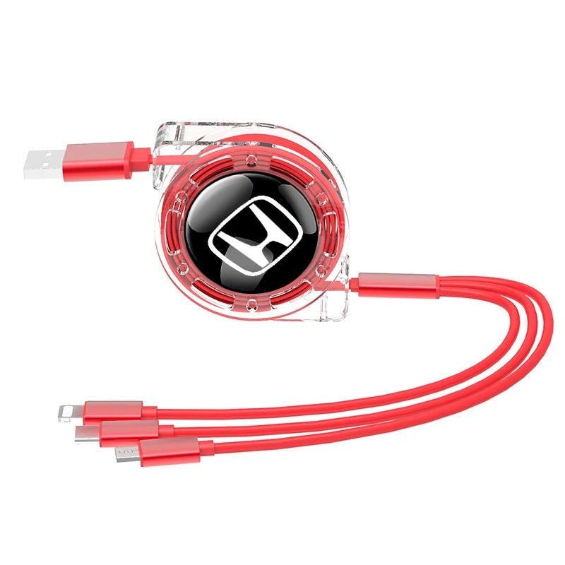 3 In 1 Micro USB Type C Charging Cable Multi Charger For Honda Civic Fit Jazz Accord Pilot CRV Odyssey Passport City Shuttle HRV