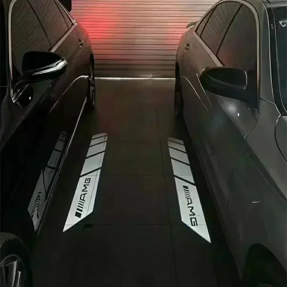 Auto Carpet Lamp AMG Logo Light Angel Wing For Mercedes-Benz C Class W205 E Class W213 GT Welcome Door Rearview Mirror Car Decor