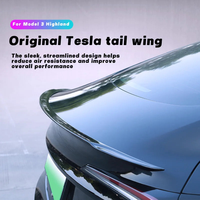 For Tesla Model 3 2025 Highland Performance Spoiler ABS Matte Carbon Rear Trunk Tail Wing Original 2024 Car Exterior Accessories