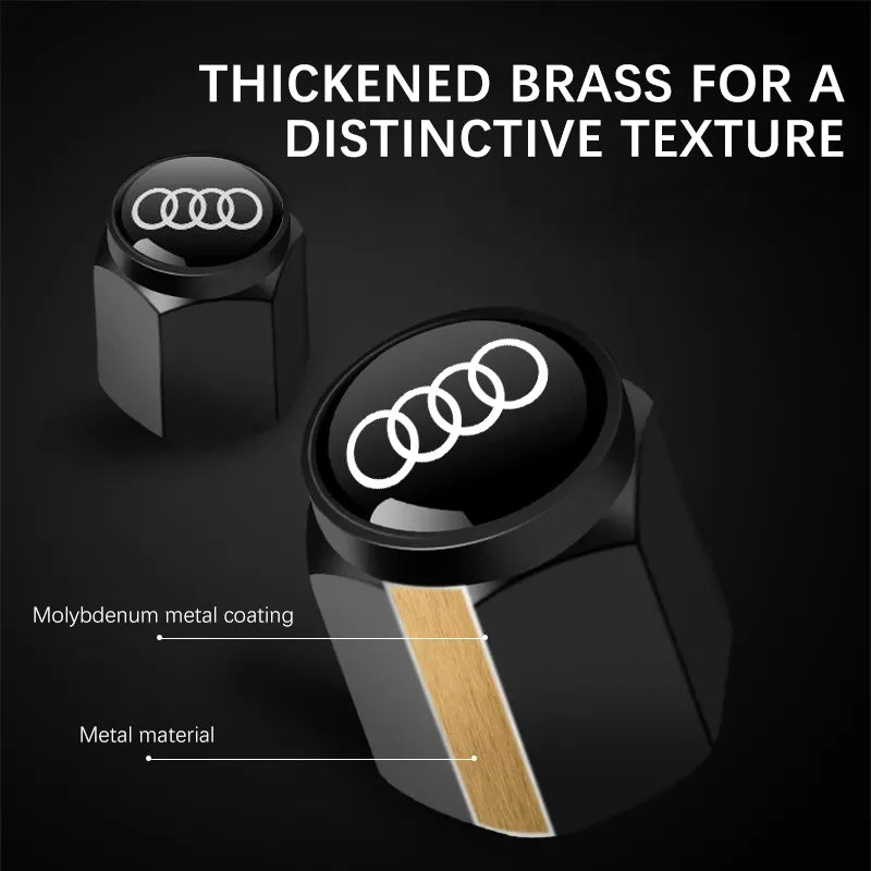 Audi 3D Metal Tire Valve Caps – S Line A1-Q8