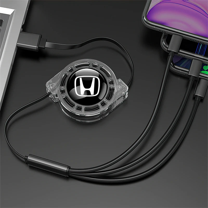 3 In 1 Micro USB Type C Charging Cable Multi Charger For Honda Civic Fit Jazz Accord Pilot CRV Odyssey Passport City Shuttle HRV