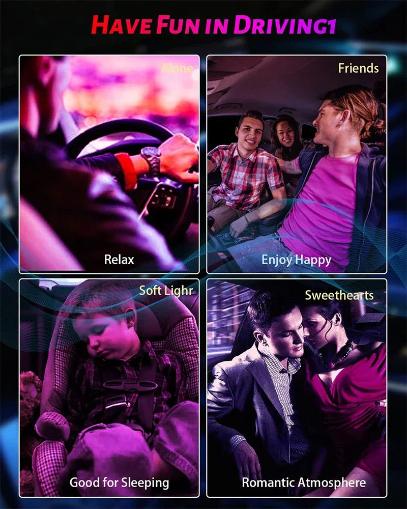 Premium Car Interior Ambient Light Kit – 64 Color App Control
