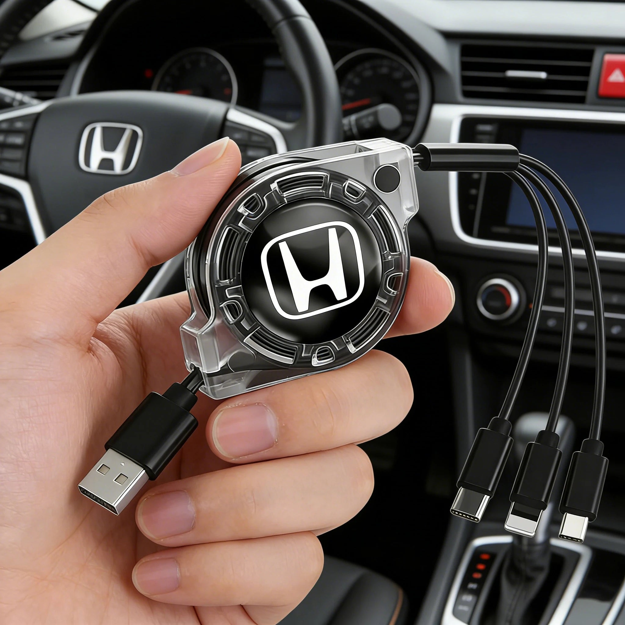 3 In 1 Micro USB Type C Charging Cable Multi Charger For Honda Civic Fit Jazz Accord Pilot CRV Odyssey Passport City Shuttle HRV