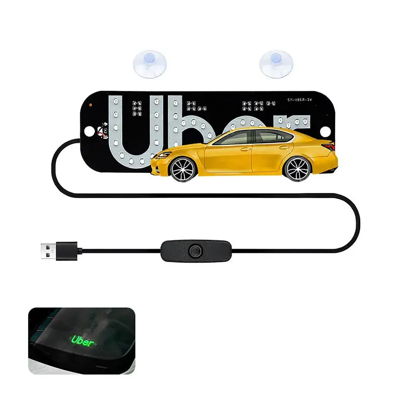 Led Light Sign For Car, Taxi Sign Light Windshield, Led Decal With Suction Cups, Usb Plug For Vehicle,driver Accessories