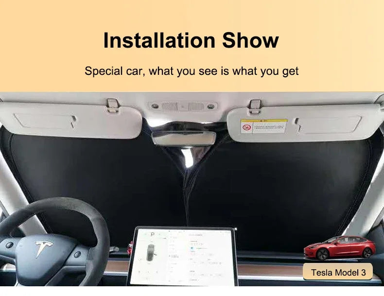 For Tesla Model 3 Y S X YL Juniper 2025-2020 2026 Thicken Front Windshield Sunshade Sun Shade Anti-UV Sun Shading Screen Cover