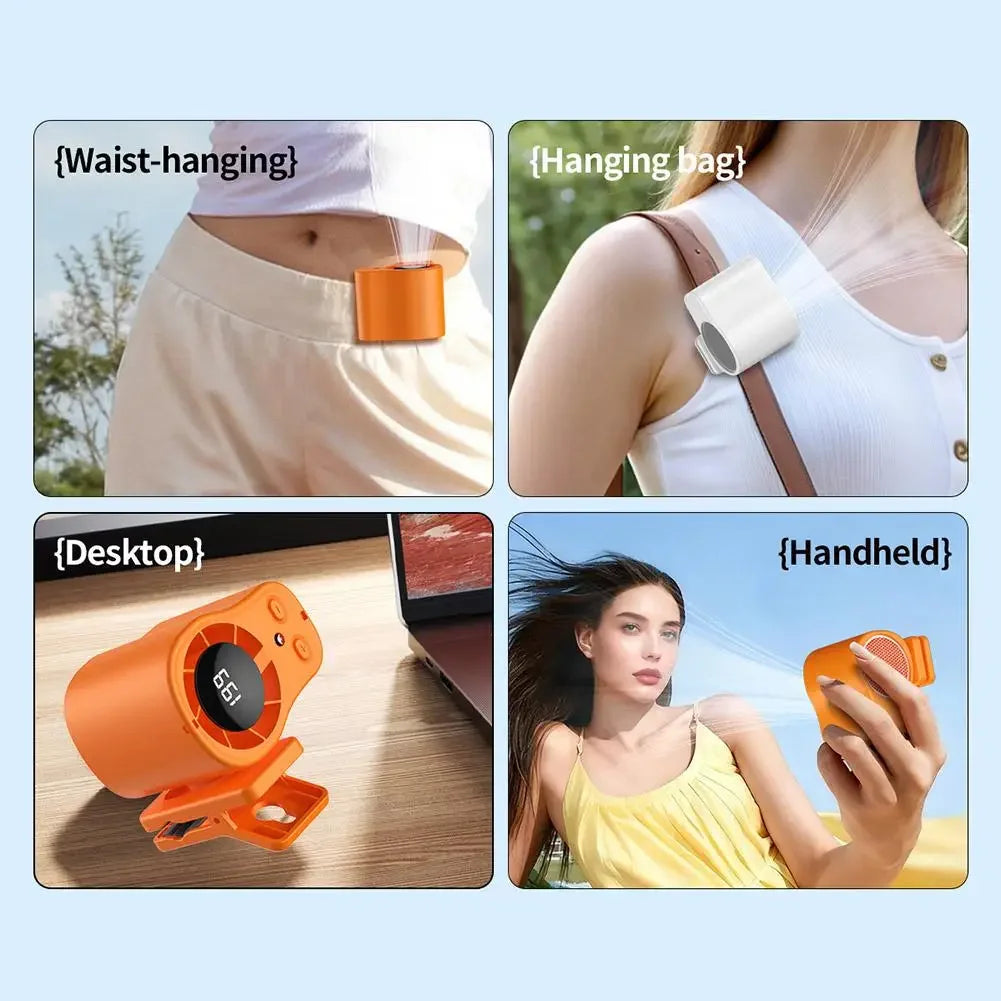 Car Clip Fan with LED Display 360° Rotation 199 Speeds&Semi-Cooling Technology Portable Personal Fan for Work Car Camping Beach