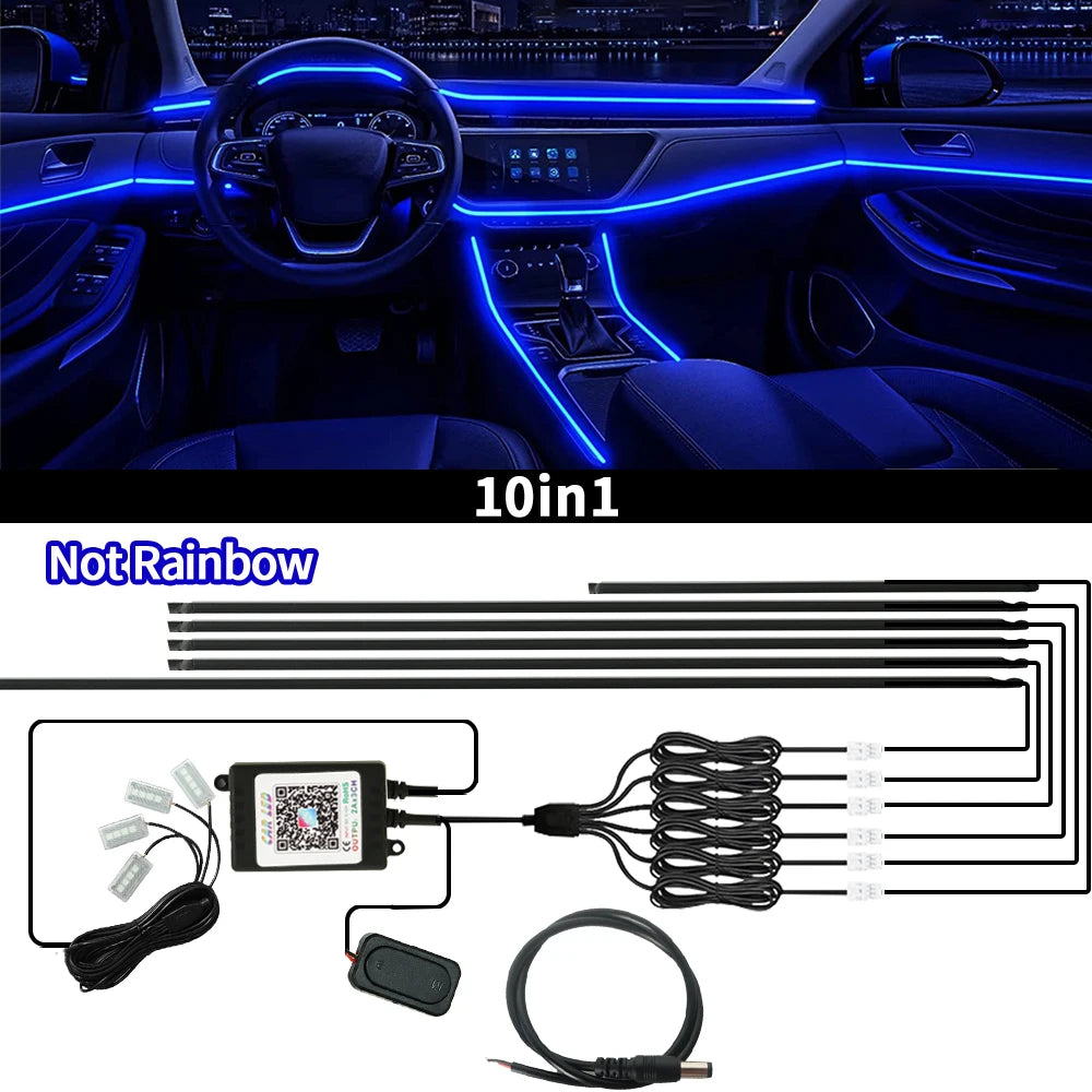Symphony Ambient Lights Car RGB App Control LED Interior Hidden Acrylic Strip Light Full Color Streamer Auto Atmosphere Lamp Kit