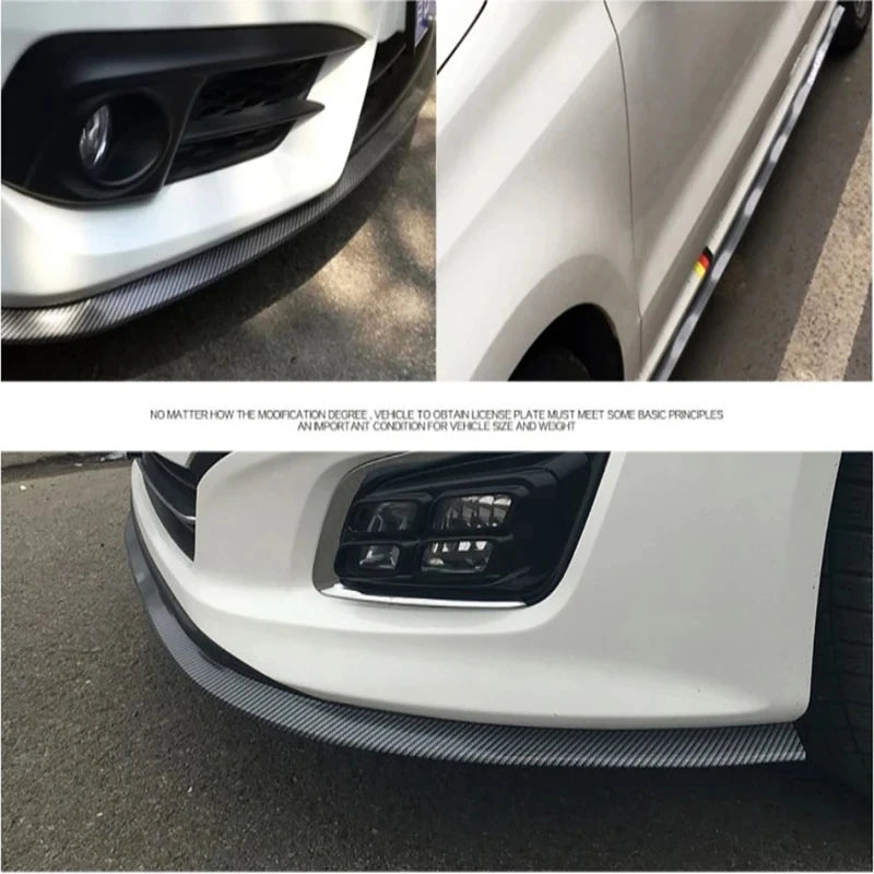 Universal Car Front Bumpers Anti Collision Strips Carbon Fiber Rubber Strip Car Front Bumper Lip for Car Lip Skirt Protector
