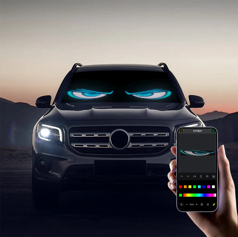 LED Car windshield Truck Eye RGB LED Matrix Pixel Panel Car Graffiti Scrolling Text Animation Light truck lights Bluetooth APP