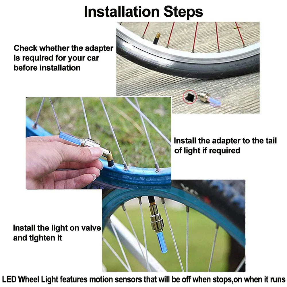 LED Bicycle Valve Light, Neon Bicycle Spoke Light, Bicycle Tire Valve Light, Night Riding Warning Light Bicycle Accessories