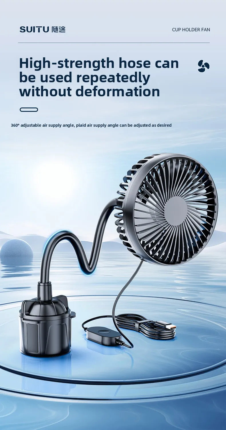 Car Fan 24v For Large Trucks, 12v Cooling Usb Fan For Car Cup Holder, Single-head Fan With Strong Airflow